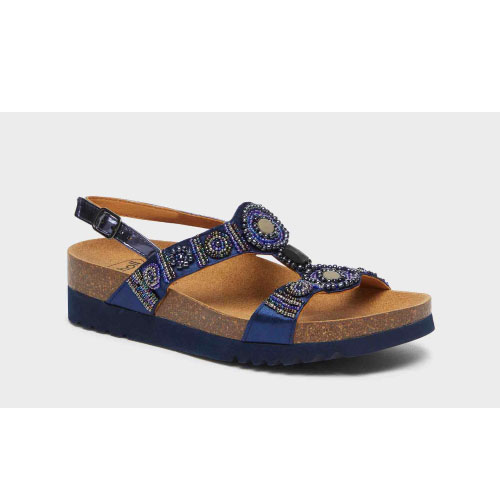 CALZATURA BOGOTA' SANDAL SATIN+BEADS+SYNTHETIC W NAVY BLUE 40 - dottorbianchi.it