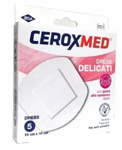 DRESS DELICATI CEROXMED CON GARZA ALTO SPESSORE PER PELLI SENSIBILI 10X10CM 5 PEZZI - dottorbianchi.it