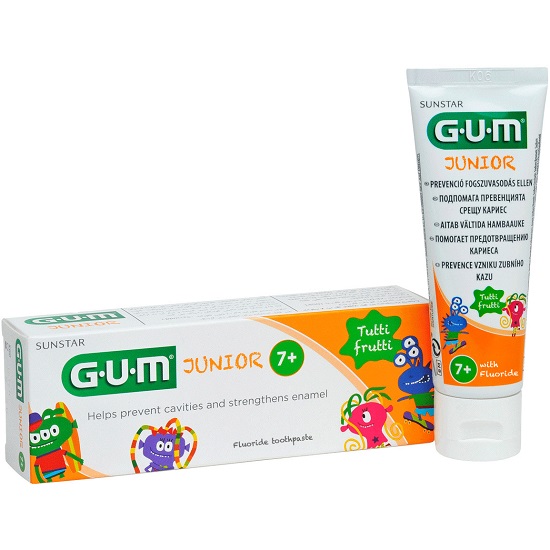 GUM JUNIOR DENTIFRICIO BAMBINI 7/12 FLUORO 1000 PPM 50 ML - dottorbianchi.it