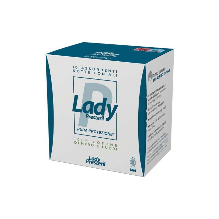 LADY PRESTERIL ASSORBENTI NOTTE CON ALI RIPIEGATI BIODEGRADABILI 10 PEZZI - dottorbianchi.it
