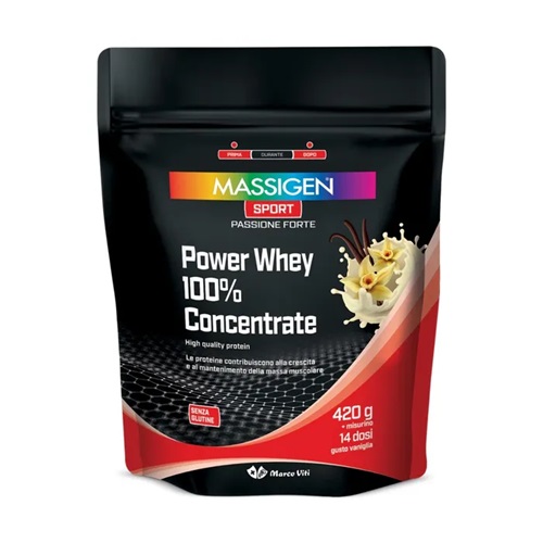 MASSIGEN SPORT POWER WHEY CONCENTRATE VANIGLIA 420 G - dottorbianchi.it