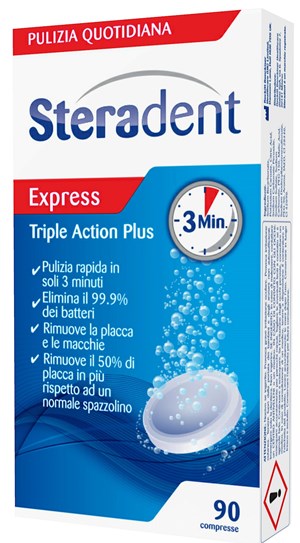 STERADENT TRIPLE ACTION PLUS 90 COMPRESSE PULENTI - dottorbianchi.it