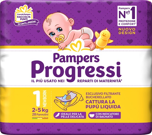 PAMPERS PROGRESSI NEWBORN PANNOLINO 1 2-5KG 28 PEZZI - dottorbianchi.it