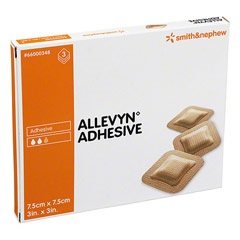 MEDICAZIONE IDROCELLULARE ADESIVA STERILE ALLEVYN ADHESIVE ALTAMENTE ASSORBENTE IN SCHIUMA DI POLIURETANO A STRUTTURA TRISTRATIFICATA 7,5X7,5CM 3 PEZZI - dottorbianchi.it