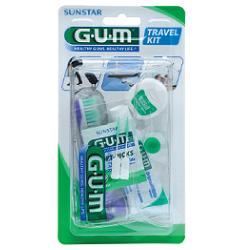 GUM TRAVEL KIT VIAGGIO 1 SPAZZOLINO PIEGHEVOLE GUM TRAVEL + 1 DENTIFRICIO VIAGGIO 12 ML + 1 ROCCHETTO FILO INTERDENTALE 10MT + 2 SCOVOLINI GOMMA GUM SOFT PICKS - dottorbianchi.it