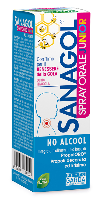 SANAGOL SPRAY JUNIOR PROPOLI FRAGOLA 20 ML - dottorbianchi.it