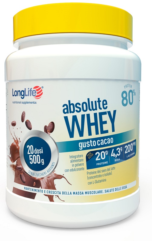 LONGLIFE ABSOLUTE WHEY CACAO 500 G - dottorbianchi.it