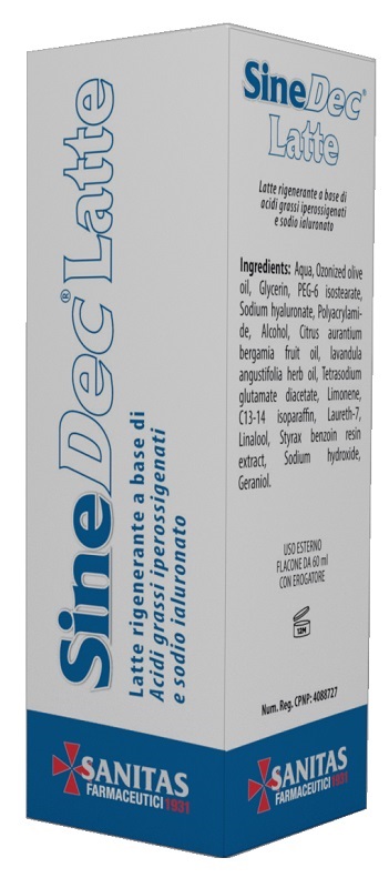 EMULSIONE PROFUMATA CONTENENTE OLIO OSSIGENATO PER PREVENZIONE E MEDICAZIONE DELLE ULCERE DA DECUBITO DI GRADO I SU PELLE INTEGRA SINEDEC LATTE 60ML - dottorbianchi.it