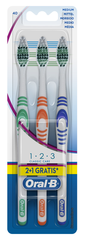 ORALB 123 CLASSIC CARE SPAZZOLINO MANUALE 3 PEZZI - dottorbianchi.it