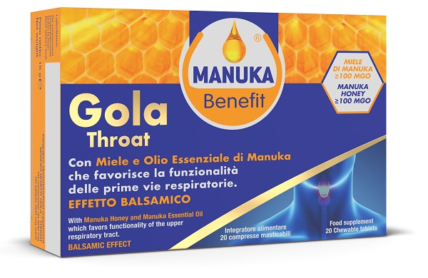 MANUKA BENEFIT GOLA THROAT 20 COMPRESSE MASTICABILI - dottorbianchi.it