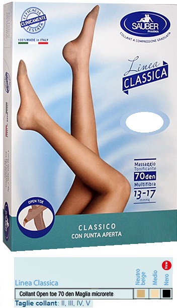 SAUBER COLLANT OPEN TOE MAGLIA MICRORETE 70 DEN COLORE MEDIO 3 LINEA CLASSICA - dottorbianchi.it