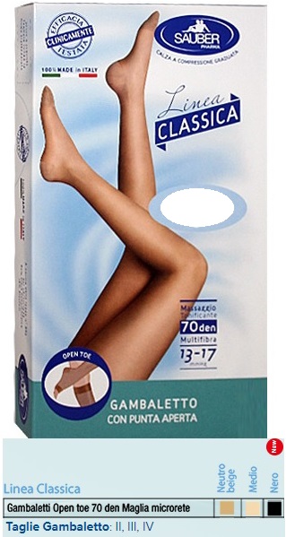 SAUBER GAMBALETTO OPEN TOE MAGLIA MICRORETE 70 DEN COLORE MEDIO TAGLIA 3 LINEA CLASSICA - dottorbianchi.it