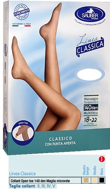 SAUBER COLLANT OPEN TOE MAGLIA MICRORETE 140 DEN COLORE NEUTRO BEIGE 3 LINEA CLASSICA - dottorbianchi.it