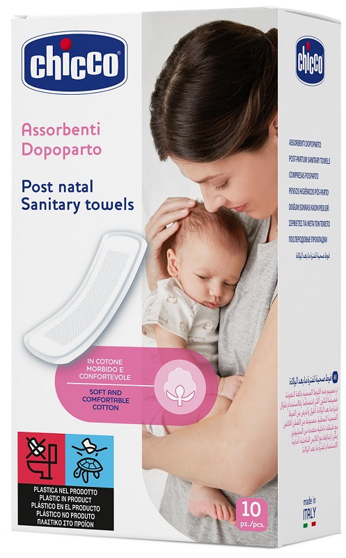 CHICCO MAMMA DONNA ASSORBENTI POSTPARTO COTONE 10 PEZZI - dottorbianchi.it
