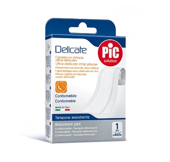 CEROTTO PIC DELICATE STRISCIA BIANCA CON TAMPONE ANTIBATTERICO CM 8X0,5 M - dottorbianchi.it