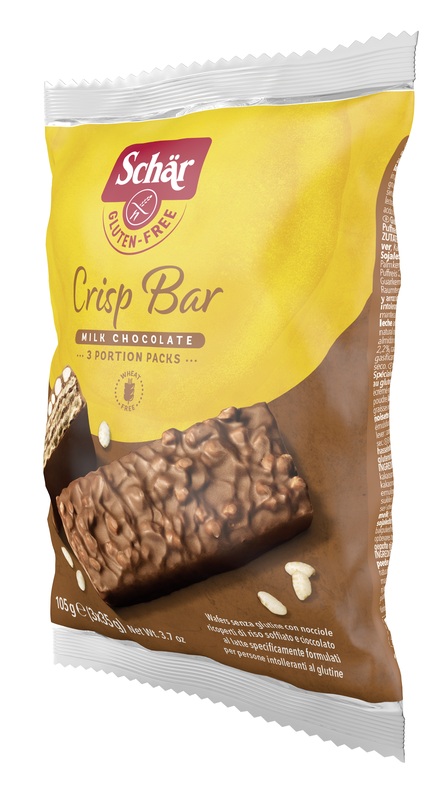 SCHAR CRISP BAR WAFERS CON NOCCIOLE RICOPERTI DI RISO SOFFIATO E CIOCCOLATO AL LATTE 3 PORZIONI DA 35 G - dottorbianchi.it