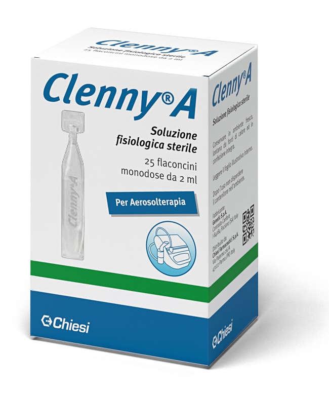 CLENNY A SOLUZIONE FISIOLOGICA STERILE PER AEROSOLTERAPIA 25 FLACONCINI MONODOSE DA 2 ML - dottorbianchi.it