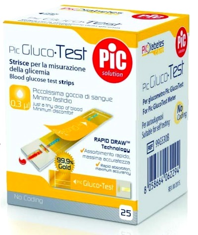 STRISCE MISURAZIONE GLICEMIA PIC GLUCOTEST 25 PEZZI - dottorbianchi.it