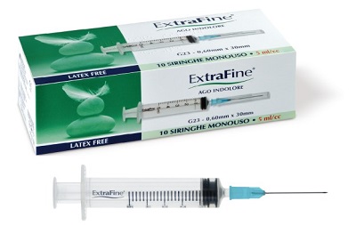 SIRINGA EXTRAFINE 5 ML GAUGE 23 0,60X30MM 10 PEZZI - dottorbianchi.it