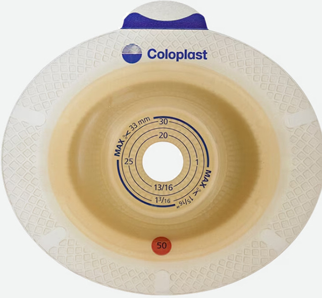 PLACCA PER UROSTOMIA SISTEMA A 2 PEZZI SENSURA XPRO CONVEX LIGHT FORO RITAGLIABILE 15-33MM FLANGIA 50MM 5 PEZZI - dottorbianchi.it