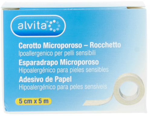 CEROTTO MICROPOROSO IN ROCCHETTO ALVITA IPOALLERGENICO PER PELLI SENSIBILI 5X500CM - dottorbianchi.it