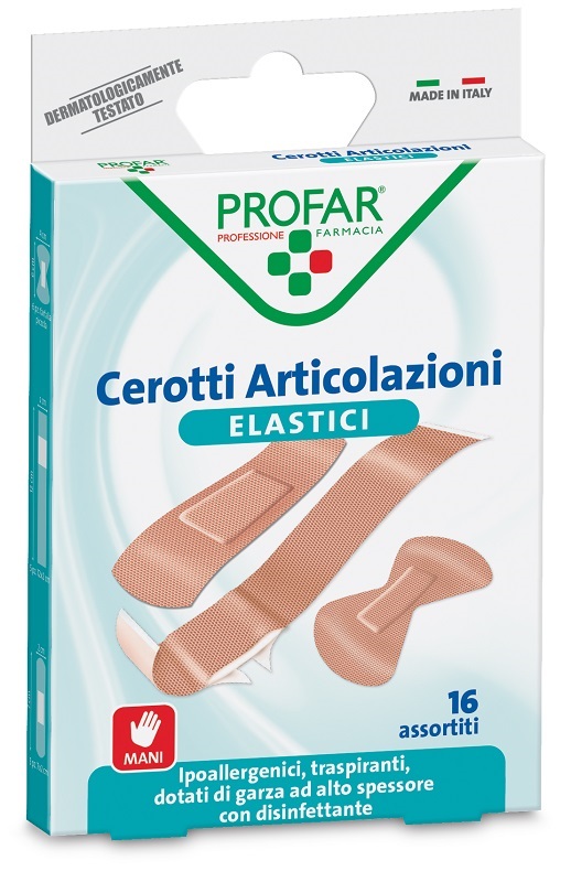 CEROTTO ELASTRICI MANI DITA ARTICOLAZIONI 16 PEZZI ASSORTITI PROFAR - dottorbianchi.it