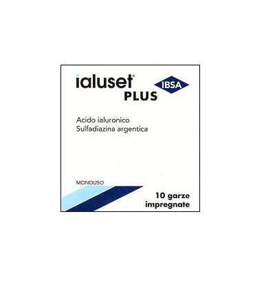 GARZA IALUSET PLUS IMPREGNATA DI CREMA DI ACIDO IALURONICO 0,05%, DI SULFADIAZINA ARGENTICA 1%, MACROGOL, GLICEROLO E ACQUA 10 X 10 CM 10 PEZZI - dottorbianchi.it