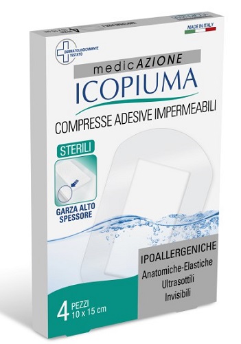 GARZA COMPRESSA ICOPIUMA MEDICATA POSTOPERATORIA 10X15 CM 4 PEZZI - dottorbianchi.it