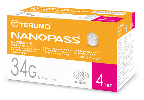 AGO PER PENNA DA INSULINA NANOPASS 34 GAUGE LUNGHEZZA 4 MM 100 PEZZI - dottorbianchi.it