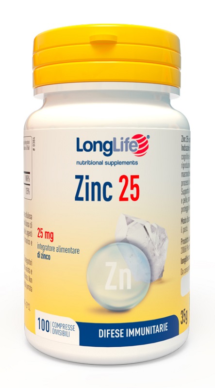 LONGLIFE ZINC 25 MG 100 COMPRESSE - dottorbianchi.it