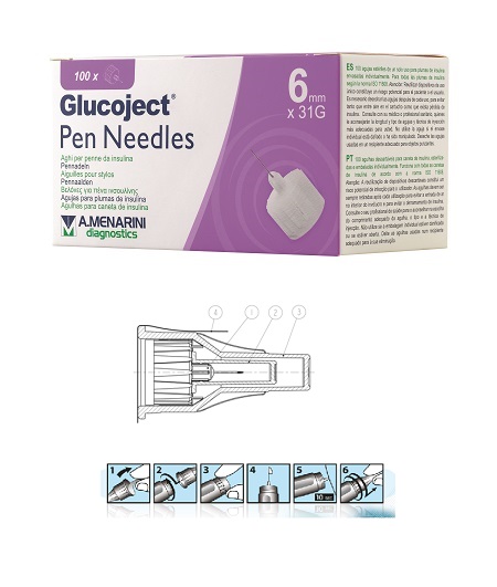 AGO PER PENNA DA INSULINA GLUCOJECT LUNGHEZZA 6 MM GAUGE 31 100 PEZZI - dottorbianchi.it