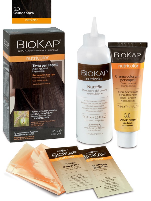 BIOKAP NUTRICOLOR 3,0 NEW CASTANO SCURO TINTA TUBO + FLACONE - dottorbianchi.it