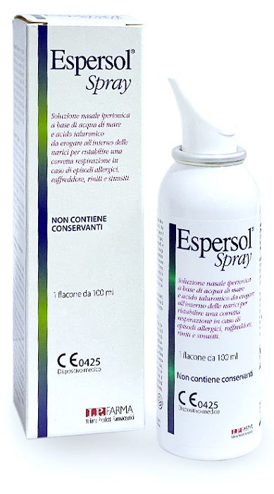 SOLUZIONE NASALE ESPERSOL SPRAY IPERTONICA A BASE DI ACQUA DI MARE E ACIDO IALURONICO 0,02% 100ML - dottorbianchi.it