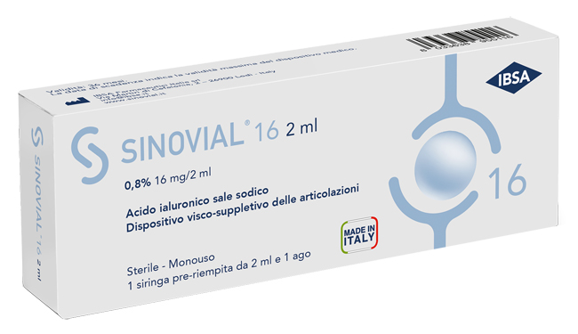SIRINGA INTRA-ARTICOLARE SINOVIAL 16 ACIDO IALURONICO 0,8% 16 MG/2 ML 1 FS + AGO GAUGE 21 1 PEZZO - dottorbianchi.it