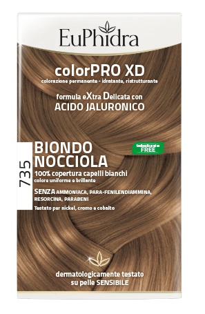 EUPHIDRA COLORPRO XD 735 BIONDO NOCCIOLA GEL COLORANTE CAPELLI IN FLACONE + ATTIVANTE + BALSAMO + GUANTI - dottorbianchi.it
