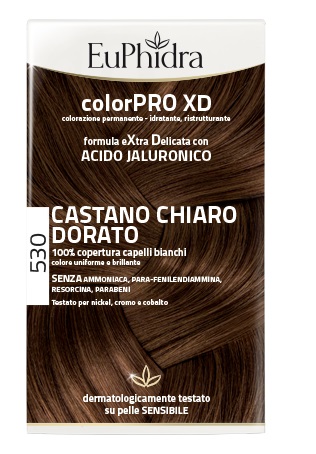 EUPHIDRA COLORPRO XD 530 CASTANO CHIARO DORATO GEL COLORANTE CAPELLI IN FLACONE + ATTIVANTE + BALSAMO + GUANTI - dottorbianchi.it