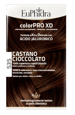 EUPHIDRA COLORPRO XD 535 CASTANO CIOCCOLATO GEL COLORANTE CAPELLI IN FLACONE + ATTIVANTE + BALSAMO + GUANTI - dottorbianchi.it