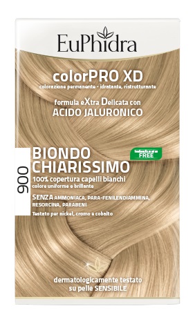 EUPHIDRA COLORPRO XD 900 BIONDO CHIARISSIMO GEL COLORANTE CAPELLI IN FLACONE + ATTIVANTE + BALSAMO + GUANTI - dottorbianchi.it