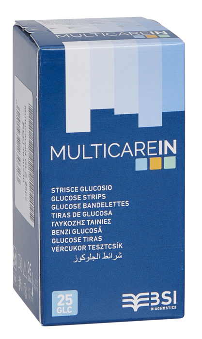 STRISCE MISURAZIONE GLICEMIA MULTICARE IN GLUCOSIO ELETTRODO 25 PEZZI - dottorbianchi.it