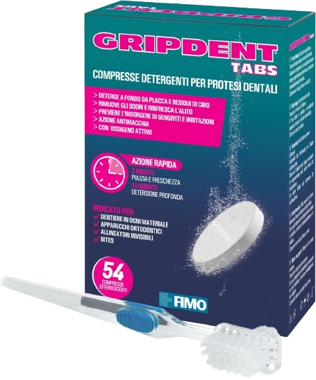 GRIPDENT TABS 54 COMPRESSE + SPAZZOLINO PULITORE - dottorbianchi.it