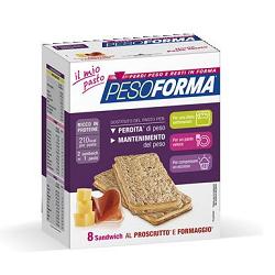 PESOFORMA SANDWICH PROSCIUTTO/FORMAGGIO 4 PASTI 8 PEZZI X 25 G - dottorbianchi.it