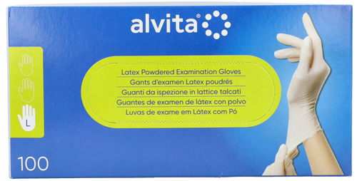 GUANTI DA ISPEZIONE ALVITA IN LATTICE TALCATI L 100 PEZZI - dottorbianchi.it