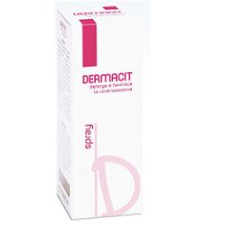 DERMACIT SPRAY FLACONE CILINDRICO IN PE BIANCO CON TASTO EROGATORE SPRAY IN PP BIANCO E CAPPUCCIO SALVATASTO TRASPARENTE,DISPOSITIVO MEDICO 1 PZ - dottorbianchi.it
