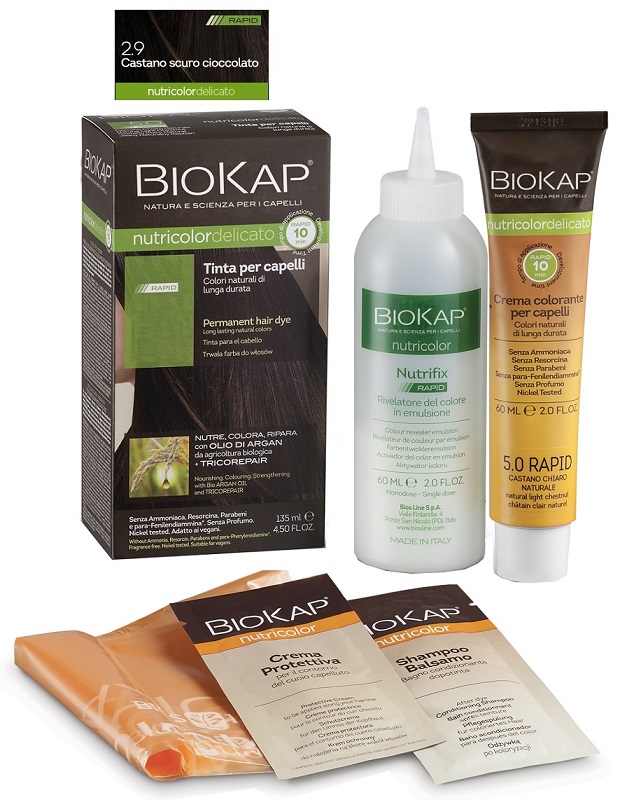 BIOS LINE  BIOKAP NUTRICOLOR DELICATO RAPID TINTA 2,9 CASTANO SCURO CIOCCOLATO 135 ML - dottorbianchi.it