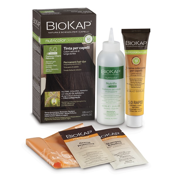 BIOS LINE  BIOKAP NUTRICOLOR DELICATO RAPID TINTA 5,0 CASTANO CHIARO NATURALE 135 ML - dottorbianchi.it