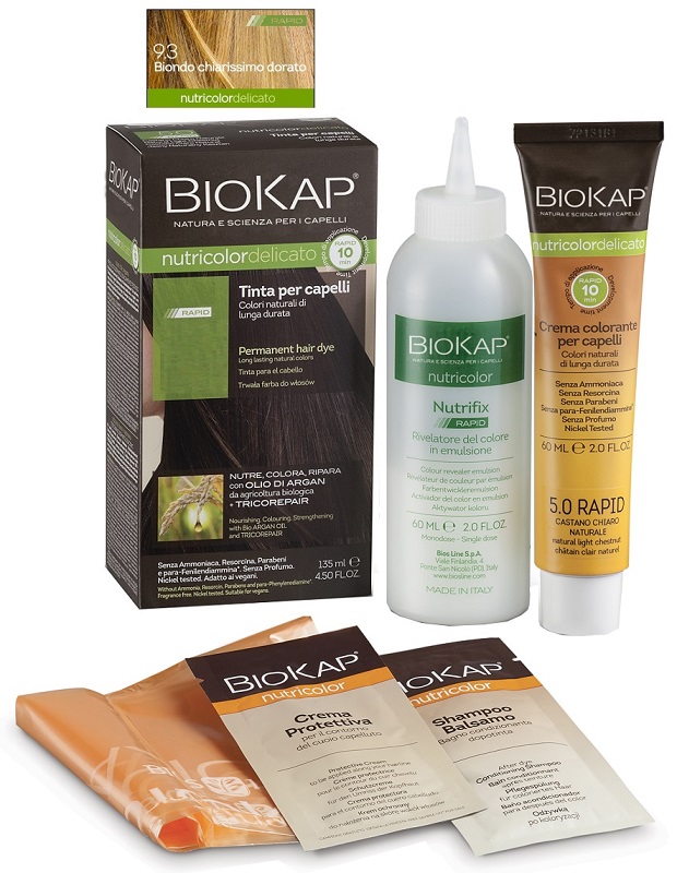 BIOS LINE  BIOKAP NUTRICOLOR DELICATO RAPID TINTA 9,3 BIONDO CHIARISSMO DORATO 135 ML - dottorbianchi.it