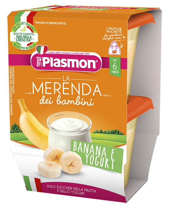 PLASMON LA MERENDA DEI BAMBINI SAPORI DI NATURA BANANA YOGURT ASETTICO 2 X 120 G - dottorbianchi.it