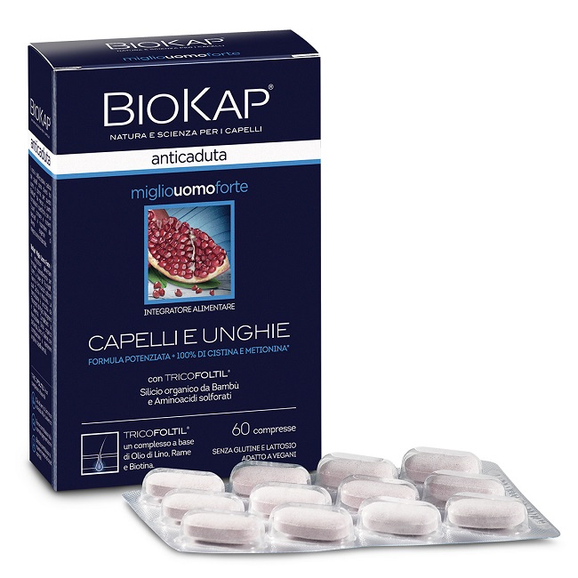 BIOKAP ANTICADUTA MIGLIO UOMO FORTE CON TRICOFOLTIL 60 COMPRESSE - dottorbianchi.it