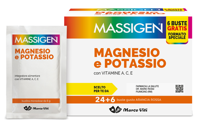 MASSIGEN MAGNESIO POTASSIO 24 BUSTINE + 6 BUSTINE - dottorbianchi.it