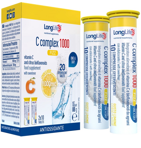 LONGLIFE C COMPLEX 1000 FIZZ 20 COMPRESSE EFFERVESCENTI - dottorbianchi.it
